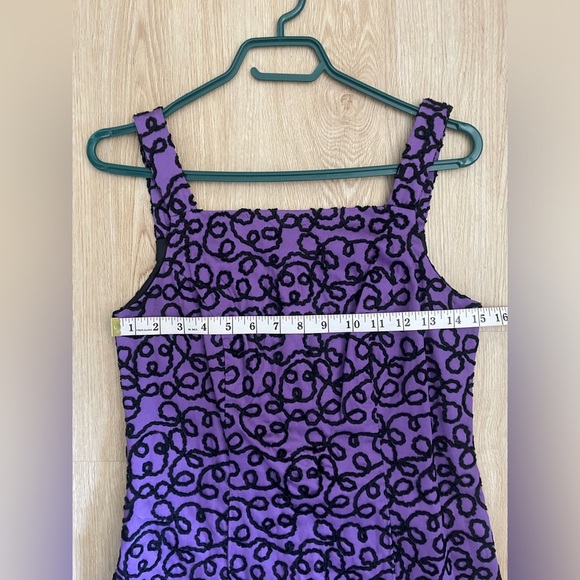 Y2K Betsey Johnson Mini Dress Purple Velvet Swirl Pattern Small - Picture 7 of 14